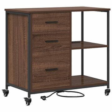 Vidaxl Omara z polnilno postajo s kolesom Rjav hrast 76 x 41 x 72 cm