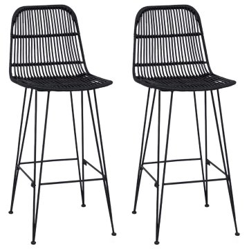Vidaxl Barski stol 2 kos Črna 44 x 55 x 109 cm Rattan in jeklo