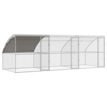 Vidaxl Kletka za piščance 3 szt. srebrna 600 x 200 x 200 cm Jeklo in PE