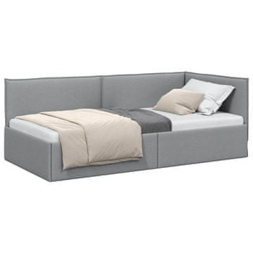 Vidaxl Kotna postelja z vzglavjem Svetlo siva 80 x 200 cm blago