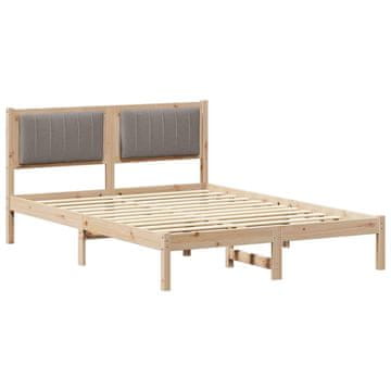Vidaxl Posteljni okvir z oblazinjenim vzglavjem Taupe 120 x 190 cm