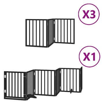 Vidaxl Ograda za pse z vrati zložljiva 15 panelov črna 750 cm les