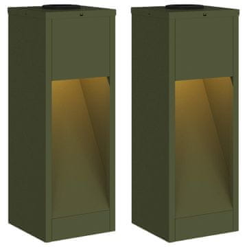 Vidaxl Sončna LED svetilka za pot 2 szt. Oljčno zelena Medenina