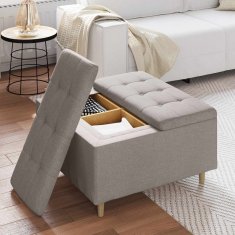 Vidaxl Ottoman s shranjevanjem Taupe 80 x 80 x 45 cm blago