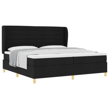 Vidaxl Postelja z vzmetnico z vzmetnico Črna 200 x 200 cm blago