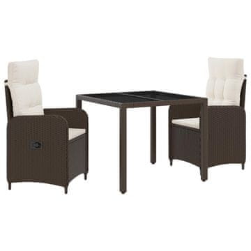 Vidaxl Zunanja jedilnica 3 szt. Rjava in krem bela 90 x 90 x 75 cm