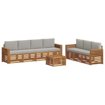 Vidaxl Sedežne garniture z blazino 8 szt. Naravna in svetlo siva