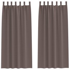 Vidaxl Zavese za zatemnitev z obroči 2 szt. Temno rjava 225 x 140 cm