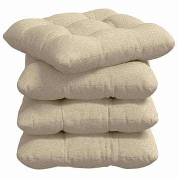 Vidaxl Sedežne blazine 4 szt. krema 40 x 40 x 12 cm blago