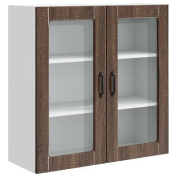 Vidaxl Stenski stekleni omarica PORTO Rjav hrast 80 x 31 x 80 cm