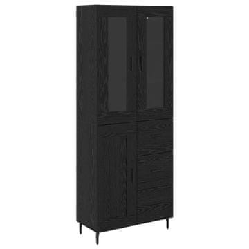 Vidaxl Visok predalnik 2 kos Črna Orehovina 69,5 x 34 x 180 cm