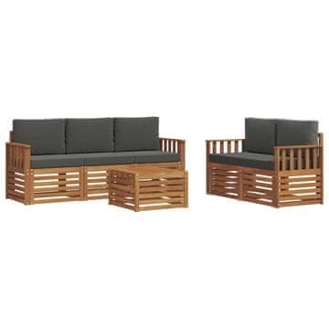 Vidaxl Sedežne garniture z blazino 6 szt. Naravna in antracitna