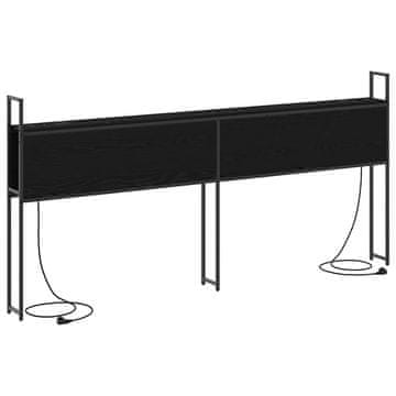 Vidaxl Headboard za shranjevanje z postajo za polnjenje Črni hrast