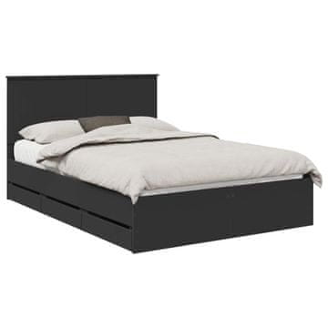 Vidaxl Konstrukcija postelje Črna 140 x 190 cm Inženirsko leseno