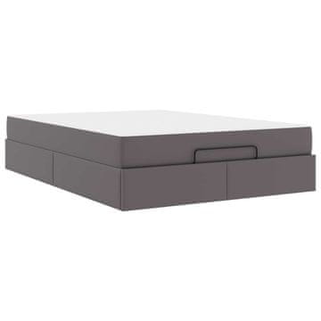 Vidaxl Posteljni okvir z vzmetnico Drugo 2 szt. Siva PVC