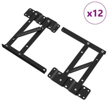 Vidaxl Mehanizem za dvig postelje 12 szt. Črna 340 x 95 x 40 mm elezo