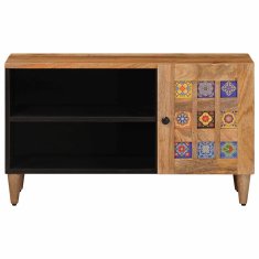 Vidaxl TV omarica z vrati Naravna 80 x 33 x 46 cm Masiven les manga