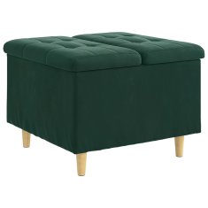 Vidaxl Ottoman s shranjevanjem Temno zelena 60 x 60 x 45 cm Žamet