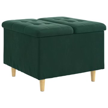 Vidaxl Ottoman s shranjevanjem Temno zelena 60 x 60 x 45 cm Žamet