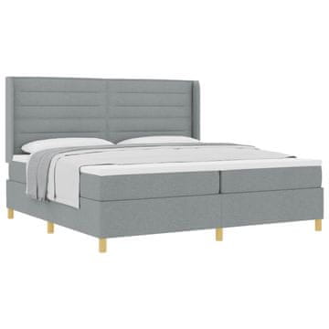Vidaxl Postelja z vzmetnico z vzmetnico Svetlo siva 200 x 200 cm blago