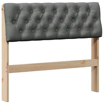 Vidaxl Tapecirano vzglavje Temno siva 90 cm Masivno borovo les