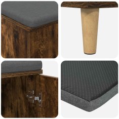 Vidaxl Haldna klop z blazino z vrati Dimljeni Hrast 80 x 38 x 46 cm