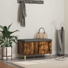 Vidaxl Haldna klop z blazino z vrati Dimljeni Hrast 80 x 38 x 46 cm