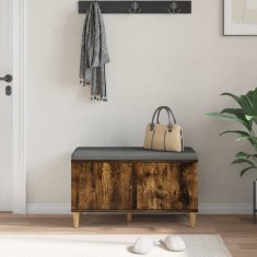 Vidaxl Haldna klop z blazino z vrati Dimljeni Hrast 80 x 38 x 46 cm