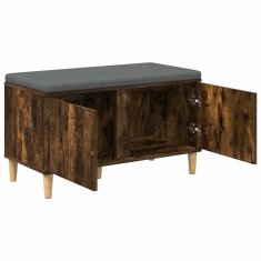 Vidaxl Haldna klop z blazino z vrati Dimljeni Hrast 80 x 38 x 46 cm