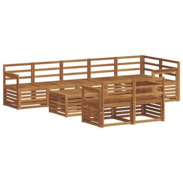 Vidaxl Sedežne garniture 9 szt. Naravna Masiven les akacije