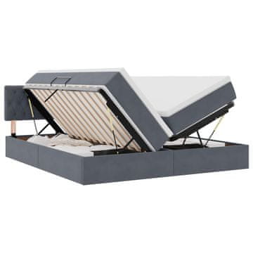 Vidaxl LED Postelja za Shranjevanje z Blazino Temno siva 200 x 200 cm