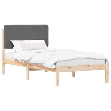 Vidaxl Posteljni okvir z oblazinjenim vzglavjem Temno siva 75 x 190 cm