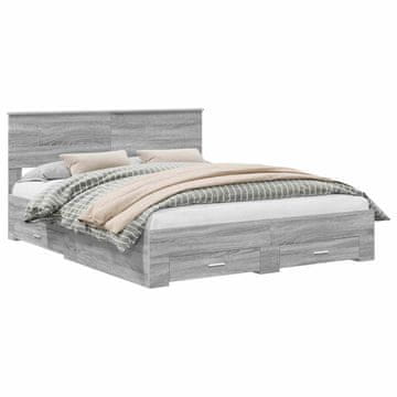 Vidaxl Konstrukcija postelje Siva Sonoma 160 x 200 cm Konstruiran les