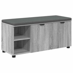 Vidaxl Haldna klop z blazino s polico Siva Sonoma 100 x 38 x 46 cm