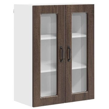 Vidaxl Stenski stekleni omarica PORTO Rjav hrast 60 x 31 x 80 cm