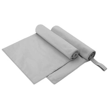 Vidaxl Športne brisače 2 szt. Siva 100 x 50 cm Poliester in poliamid
