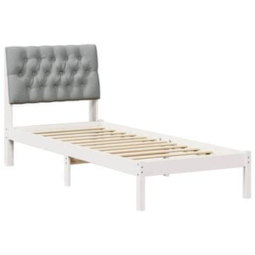 Vidaxl Posteljni okvir z oblazinjenim vzglavjem Bela 75 x 190 cm