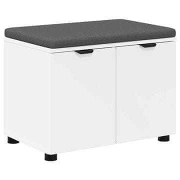 Vidaxl Haldna klop Bela 60 x 38 x 46 cm Oblikovan Les in Tkanina