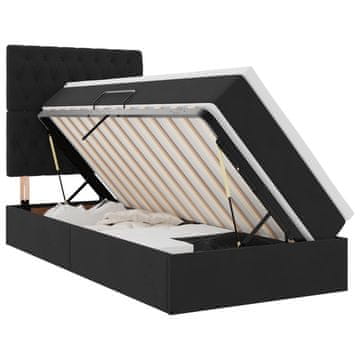 Vidaxl LED Postelja za Shranjevanje z Blazino Črna 90 x 200 cm Žamet