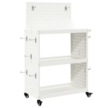 Vidaxl Vozik za orodje s polico Bela 65 x 35 x 111 cm Mlinjeni jeklo