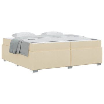 Vidaxl Konstrukcija postelje z vzmetnico krema 200 x 200 cm blago