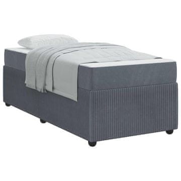 Vidaxl Konstrukcija postelje z vzmetnico Temno siva 80 x 200 cm blago