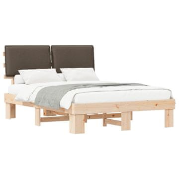Vidaxl Posteljni okvir z oblazinjenim vzglavjem Taupe 140 x 200 cm