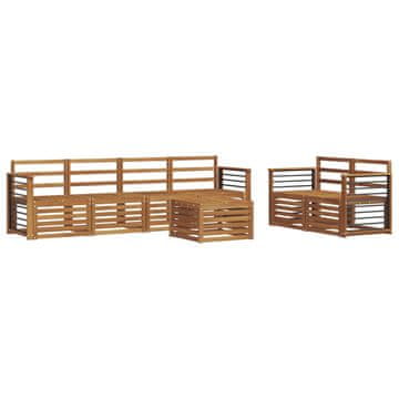 Vidaxl Sedežne garniture 7 szt. Naravna Masiven les akacije