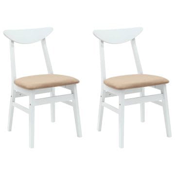Vidaxl Jedilni stoli 2 szt. Bela 42 x 47,5 x 81 cm Masivno gumovo les