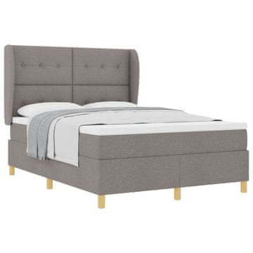 Vidaxl Postelja z vzmetnico z vzglavjem Taupe 190 x 140 cm blago