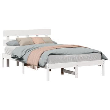 Vidaxl Konstrukcija postelje Bela 135 x 190 cm Trden borov les