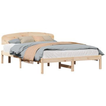 Vidaxl Konstrukcija postelje Naravna 150 x 200 cm Masivno borovo les