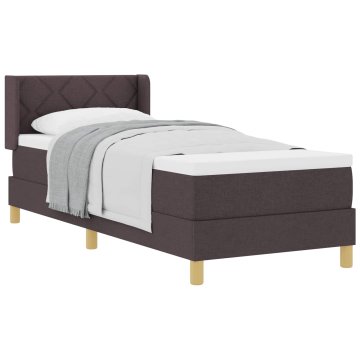 Vidaxl Postelja z vzmetnico z vzglavjem Temno rjava 200 x 80 cm blago