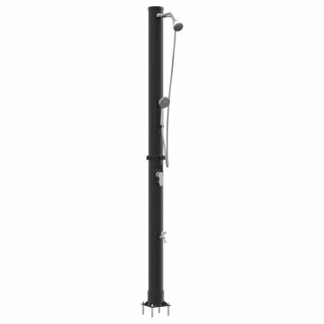 Vidaxl Zunanja sončna prha Črna 217 cm PVC in aluminij